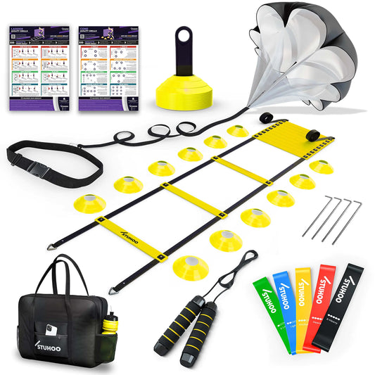 STUHOO Agility Training Equipment Set |Soccer Training Equipment | Agility Ladder Speed Training Equipment with Bag | Football Training Equipment Cones for Footwork
